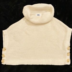 Cream colored shawl sweater with turtleneck and buttons on both sides!